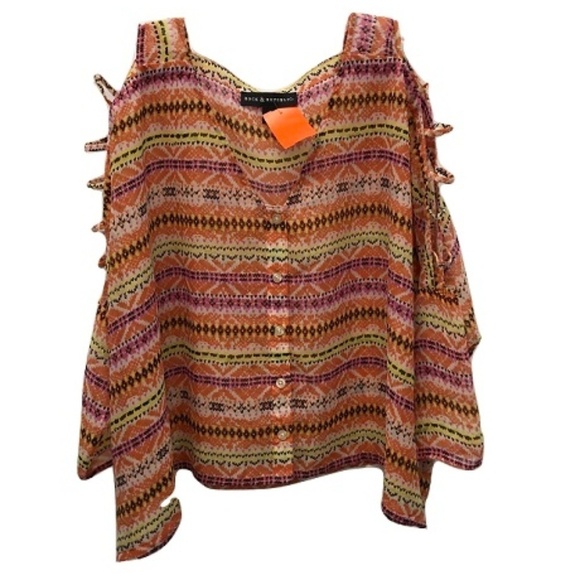 Rock & Republic Peekaboo Sleeve Button up, Size M - Picture 1 of 2